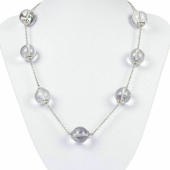 Pools of Light Rock Crystal Quartz Bead Sterling Silver...